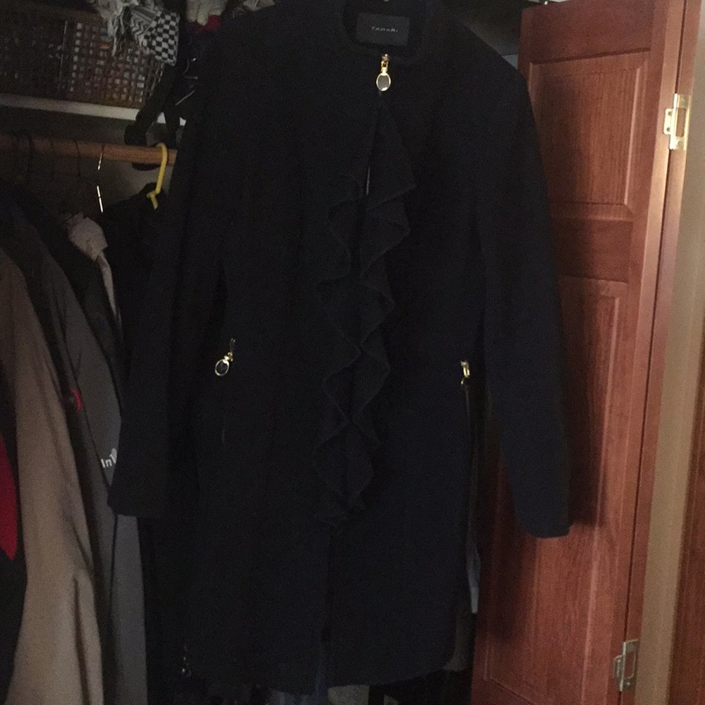 Tahari black dress coat